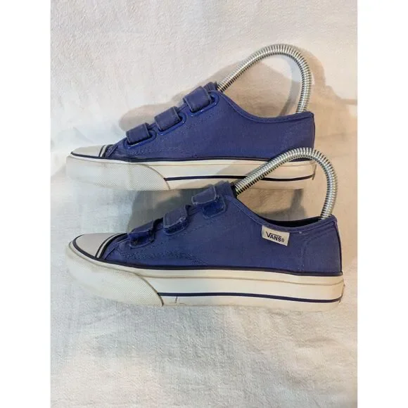 Vans Women's 5.5 Purple Velcro Canvas Sneakers Low-Top Shoes, Casual Skate - Picture 2 of 6